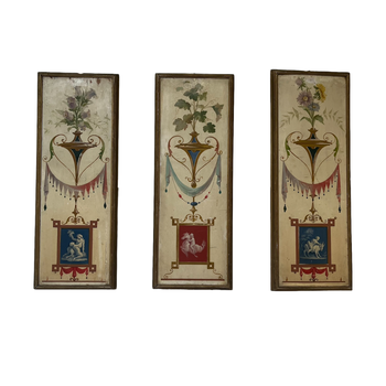 Set of 3 French neoclassical paintings on board