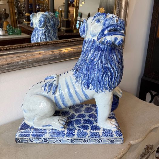 19th Century faience pottery lion