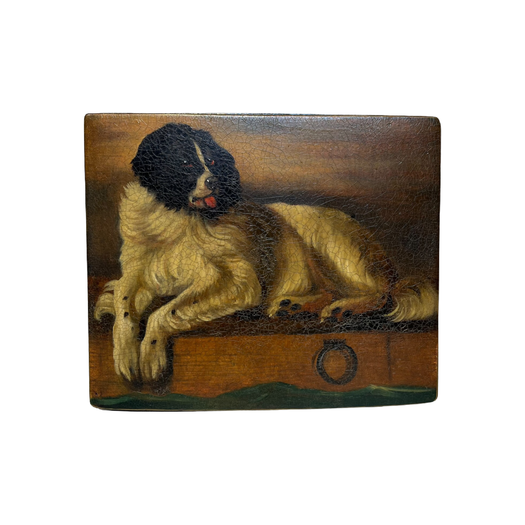 Victorian papier-mâché painted dog box