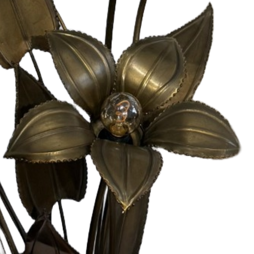 1970's Gilt brass flower lamp