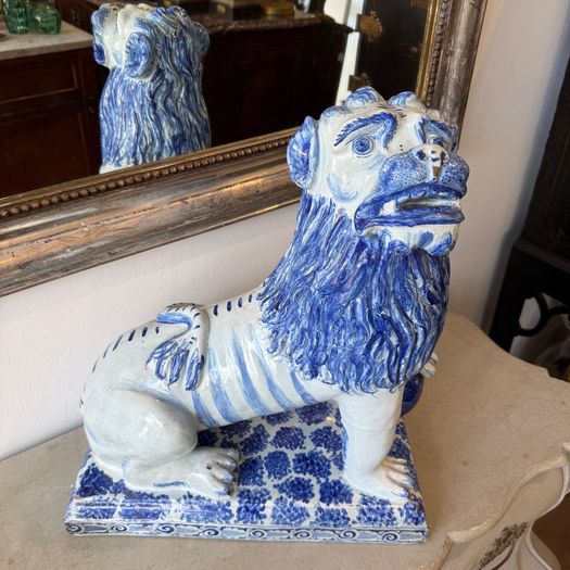 19th Century faience pottery lion