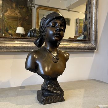 Large Art Nouveau bust after Villanis