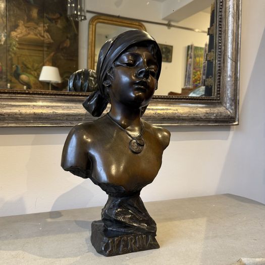 Large Art Nouveau bust after Villanis