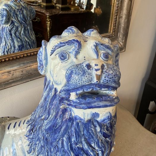 19th Century faience pottery lion