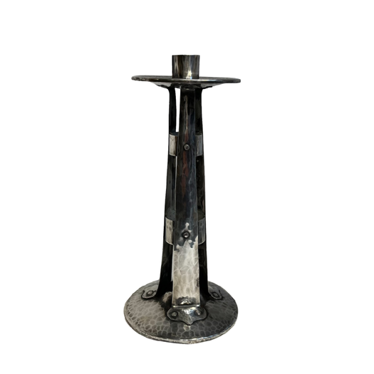 Arts and Crafts candlesticks - silver plated on copper