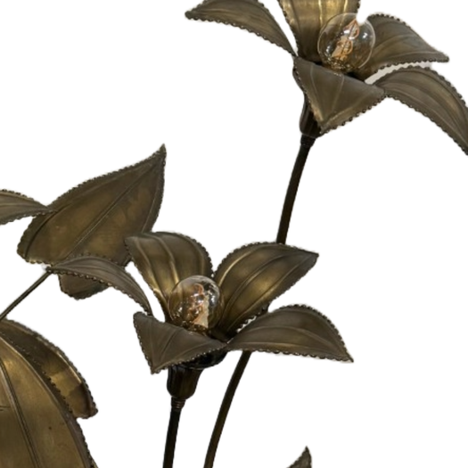 1970's Gilt brass flower lamp
