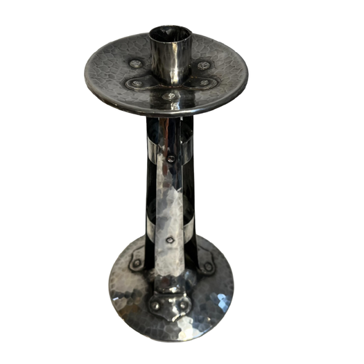 Arts and Crafts candlesticks - silver plated on copper
