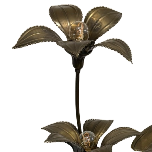 1970's Gilt brass flower lamp