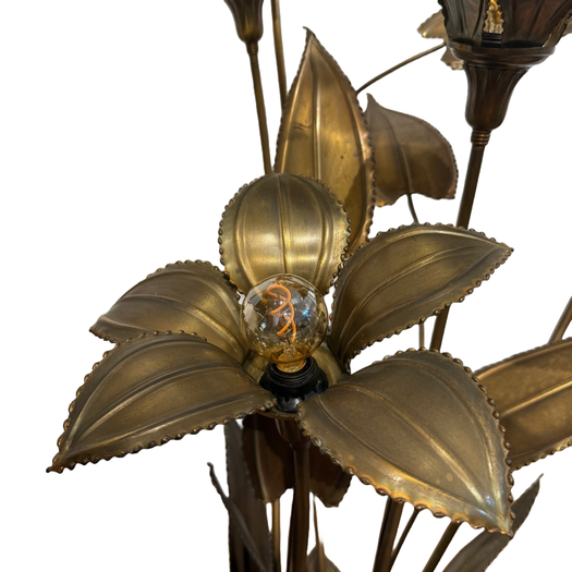 1970's Gilt brass flower lamp