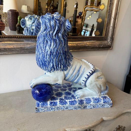 19th Century faience pottery lion