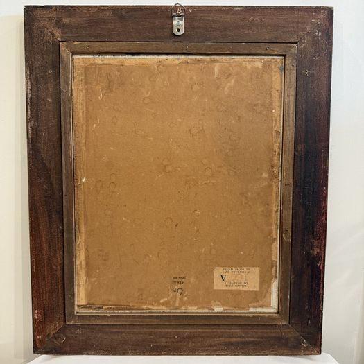 Mid century oil painting harbour scene