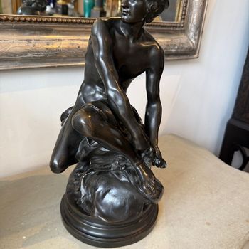 19th Century bronze of seated mercury