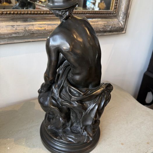 19th Century bronze of seated mercury