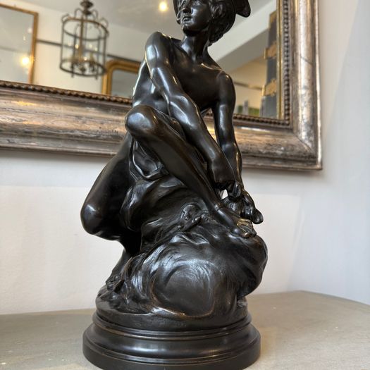 19th Century bronze of seated mercury