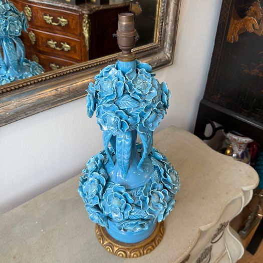 Large pair of blue Casa Pupo flower lamps