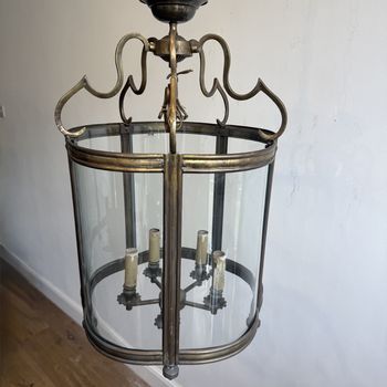 Large 5 panel brass circular lantern