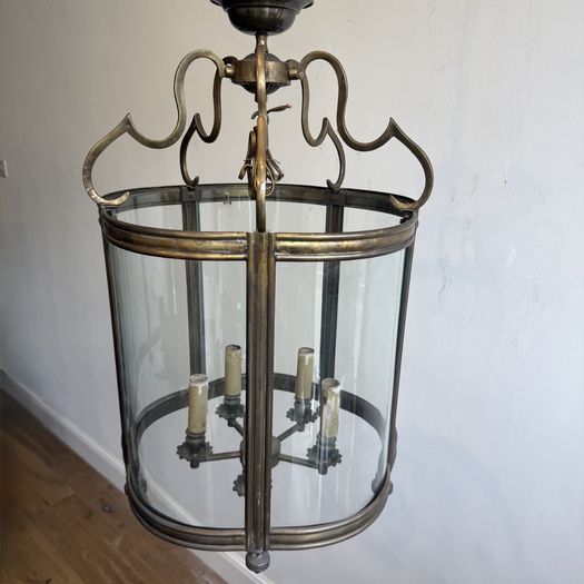 Large 5 panel brass circular lantern