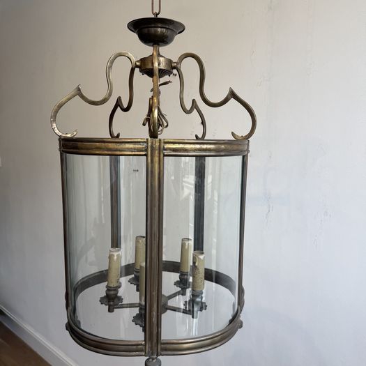 Large 5 panel brass circular lantern