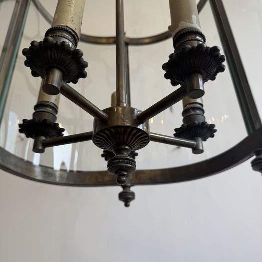 Large 5 panel brass circular lantern