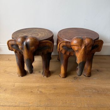 Pair of hardwood elephant side tables