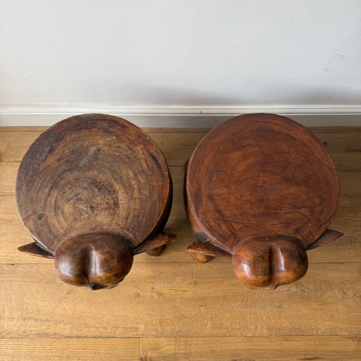 Pair of hardwood elephant side tables