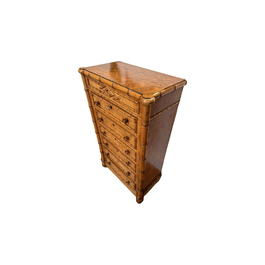 Faux bamboo column chest of small proportions