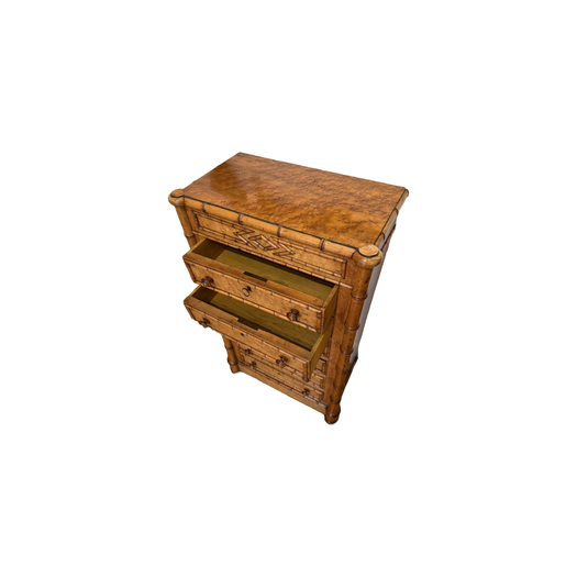 Faux bamboo column chest of small proportions