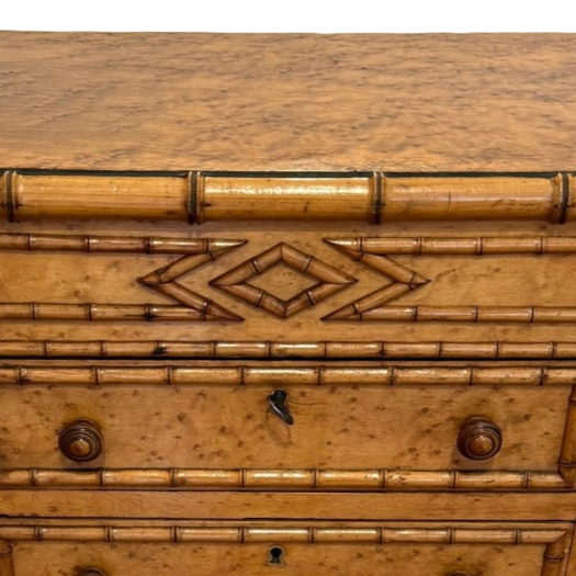 Faux bamboo column chest of small proportions