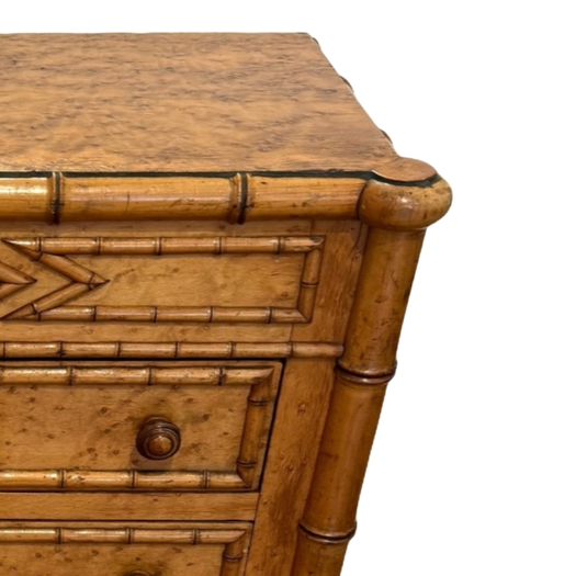 Faux bamboo column chest of small proportions