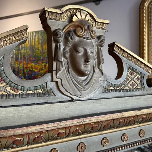 French art nouveau painted mirror