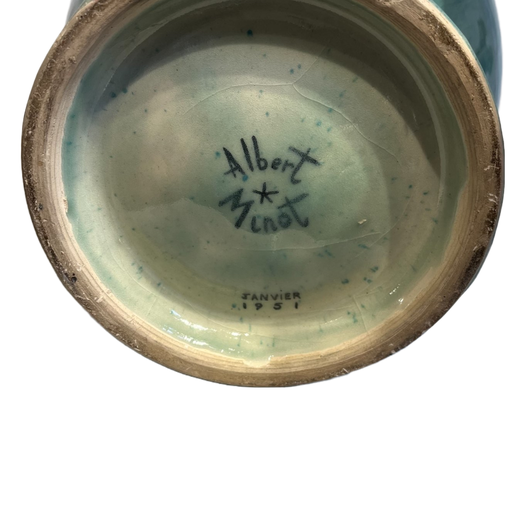 French mid-century turquoise vase