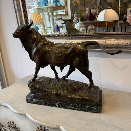 Large antique bronze bull