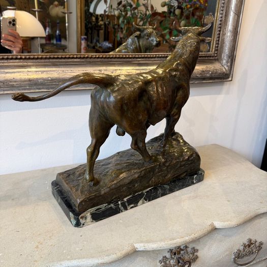 Large antique bronze bull