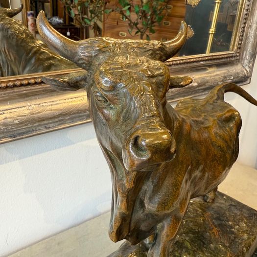 Large antique bronze bull