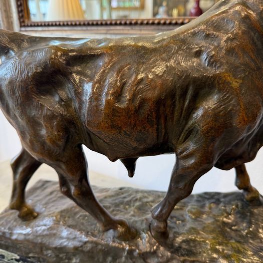 Large antique bronze bull