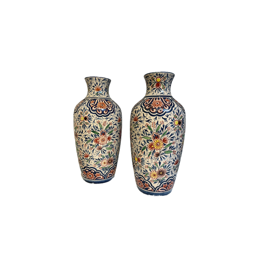 Large pair of French floral vases