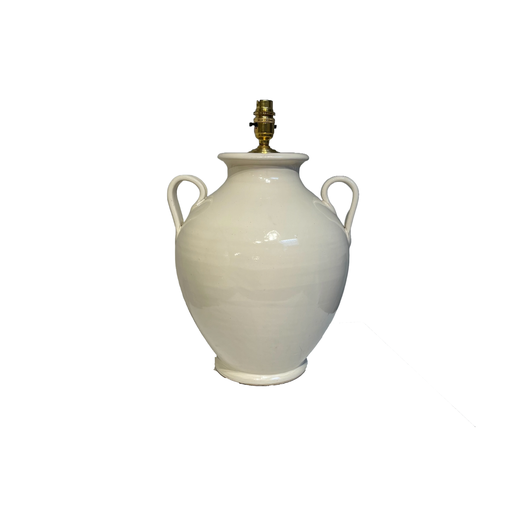 Large pair of white glazed lamps