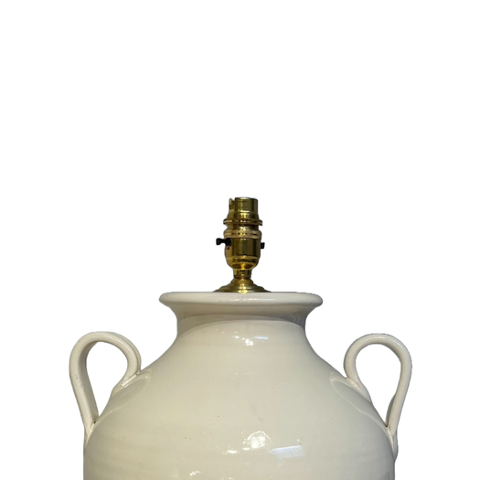 Large pair of white glazed lamps