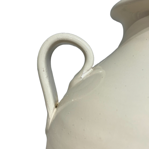 Large pair of white glazed lamps