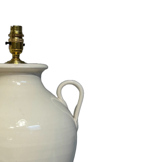 Large pair of white glazed lamps