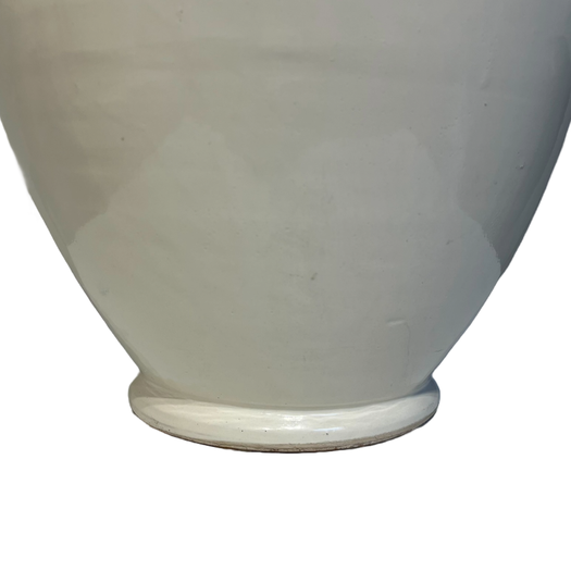 Large pair of white glazed lamps
