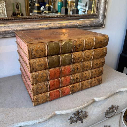 Leather book box of 5 drawers