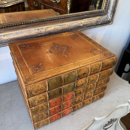 Leather book box of 5 drawers