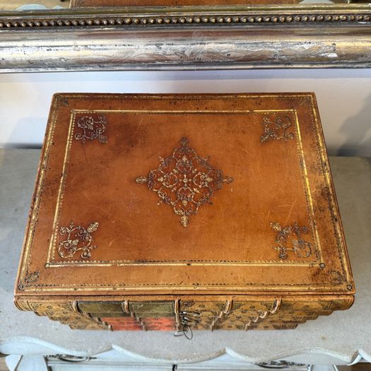 Leather book box of 5 drawers