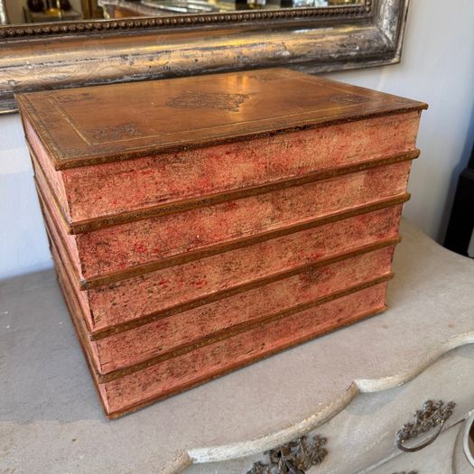 Leather book box of 5 drawers