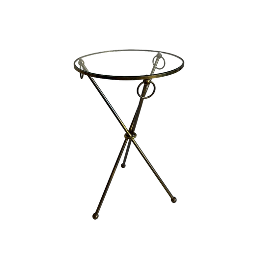 Mid-century brass circular tripod table