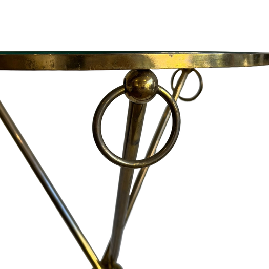 Mid-century brass circular tripod table