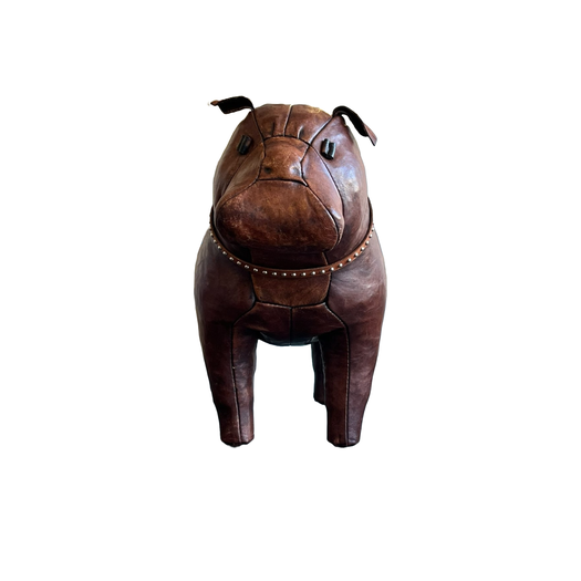 Omersa for liberty 1970s leather bulldog footstool