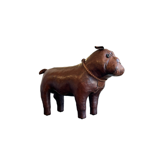 Omersa for liberty 1970s leather bulldog footstool