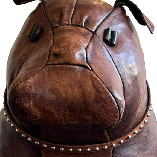Omersa for liberty 1970s leather bulldog footstool